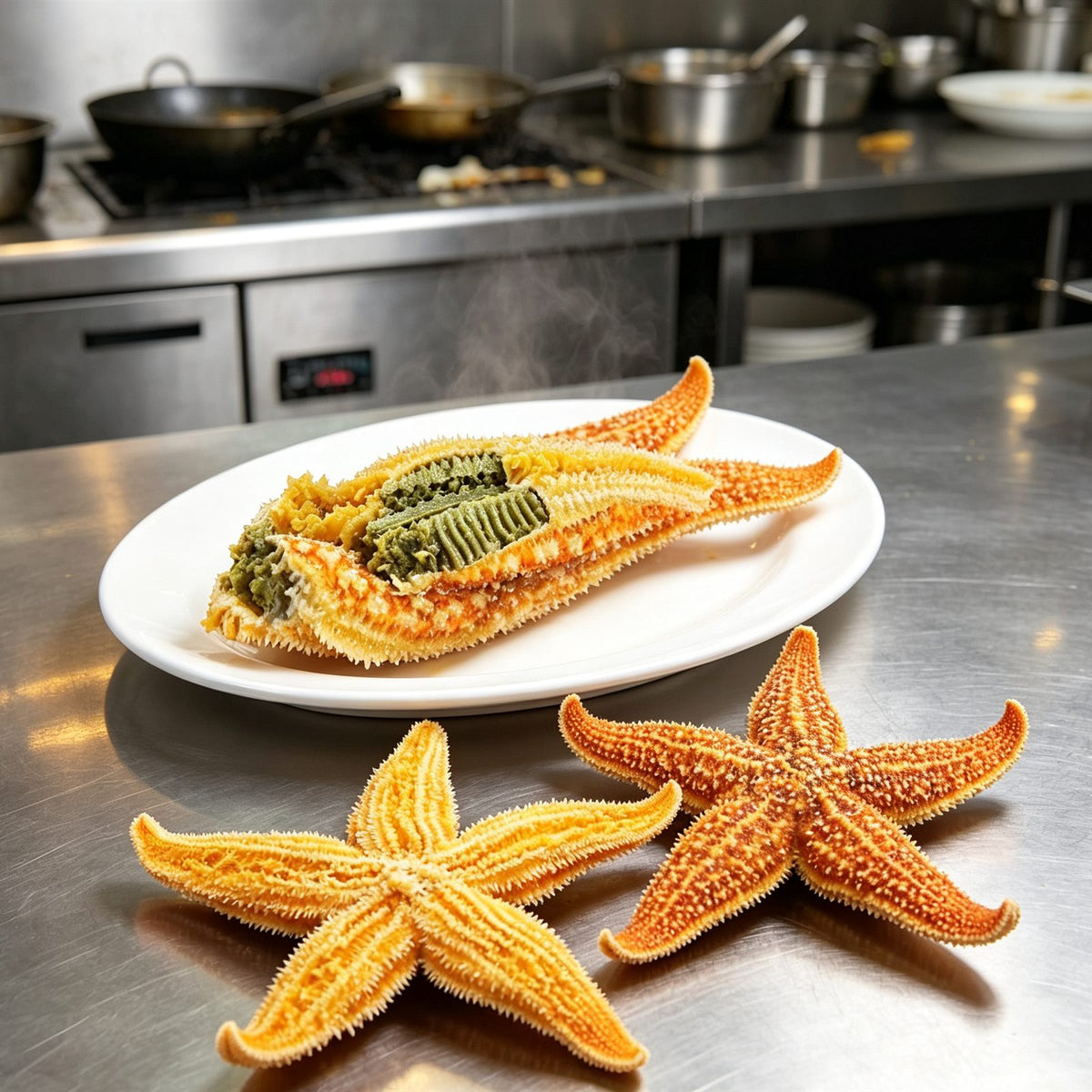 Fresh Whole Orange Starfish Delicacy