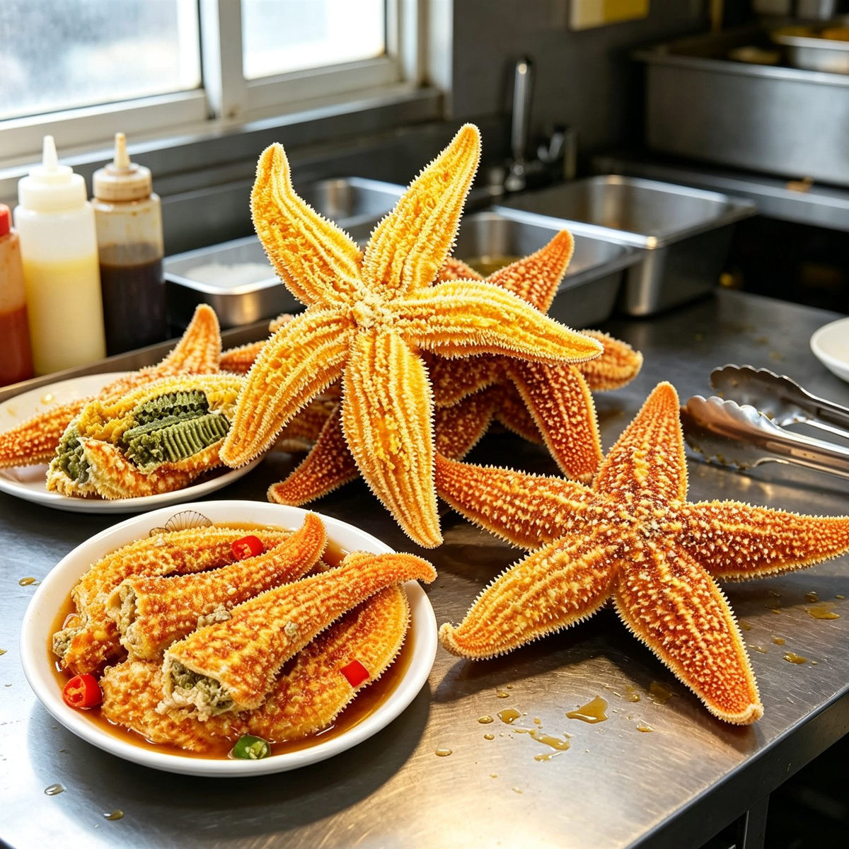 Fresh Whole Orange Starfish Delicacy