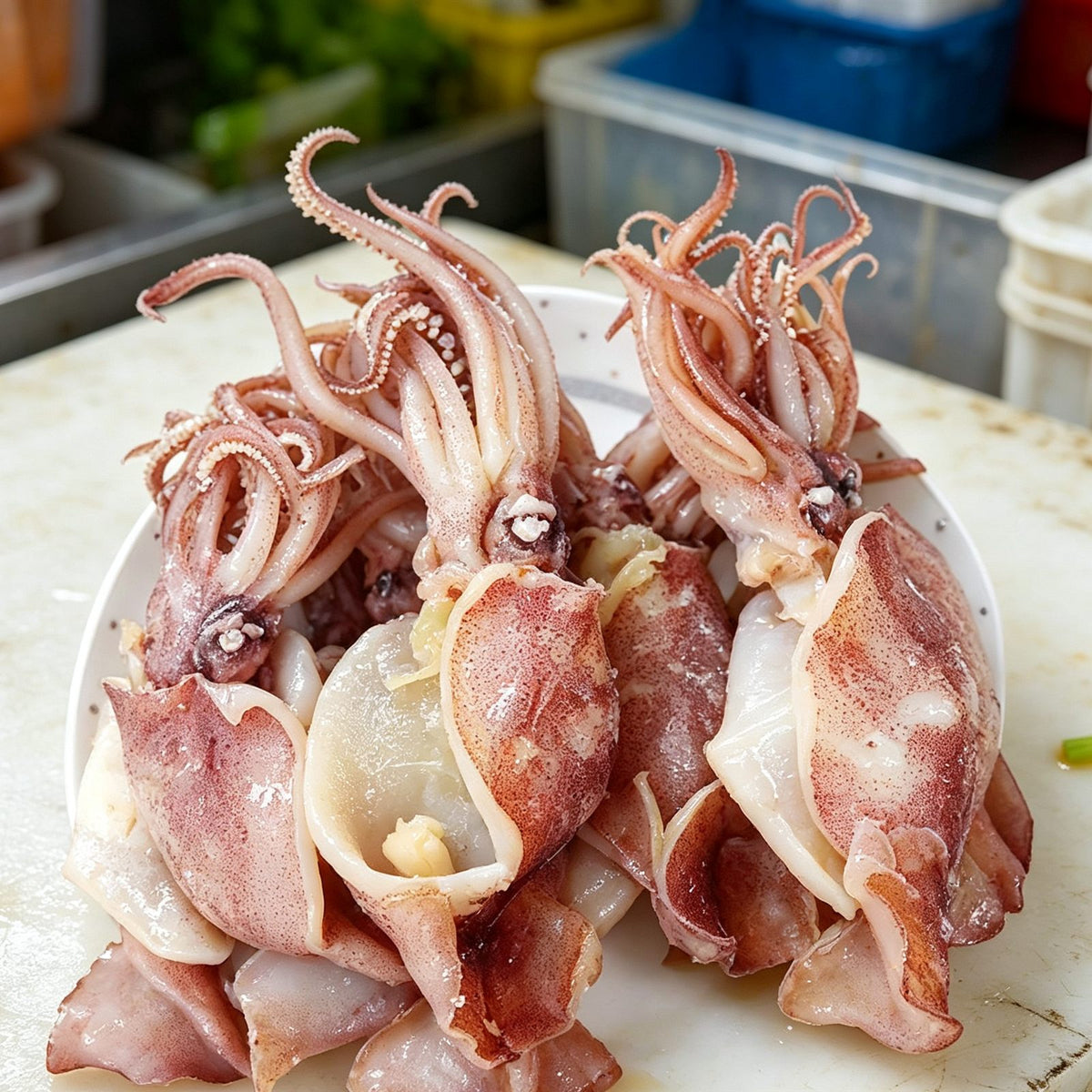 Fresh Whole Squid Ready to Cook