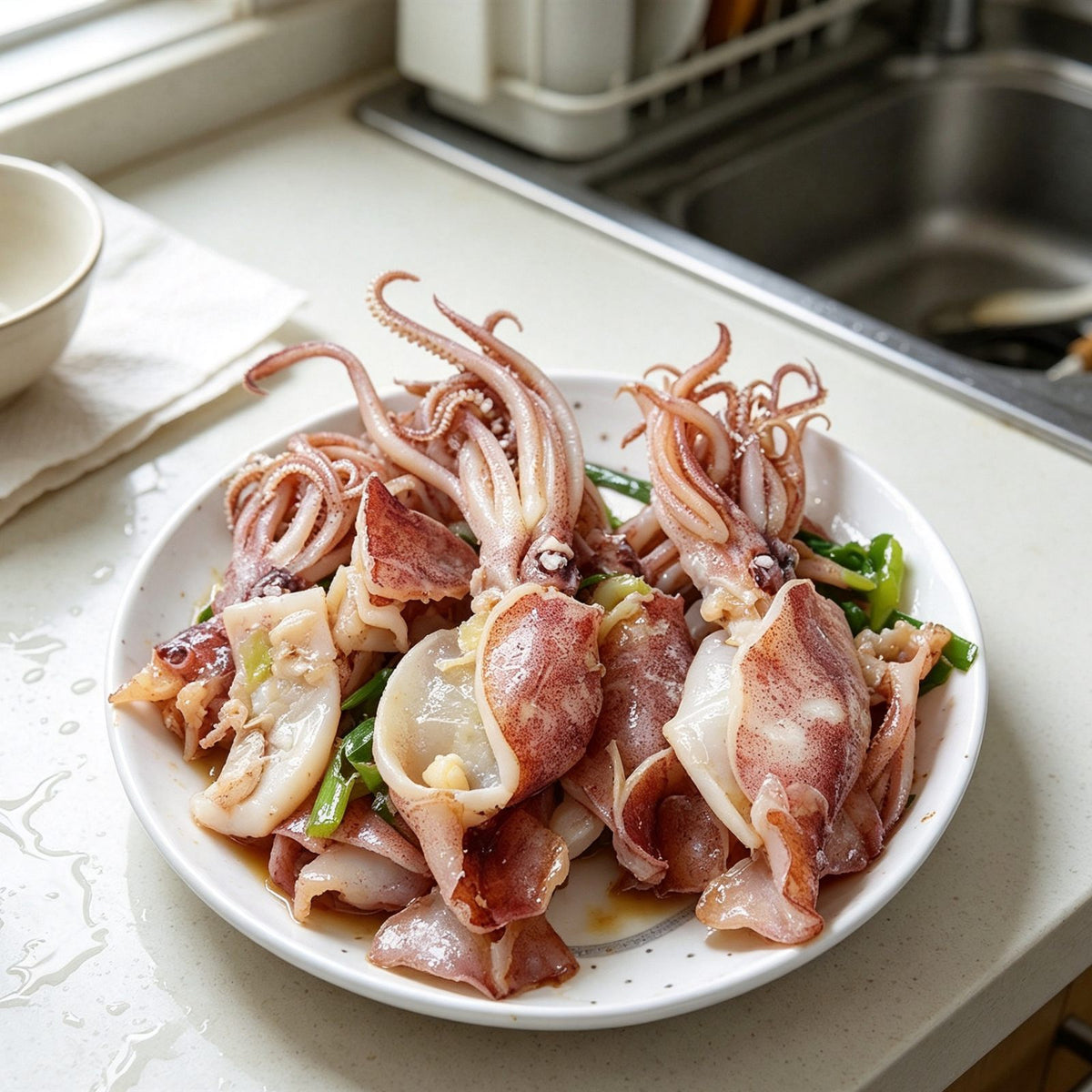 Fresh Whole Squid Ready to Cook